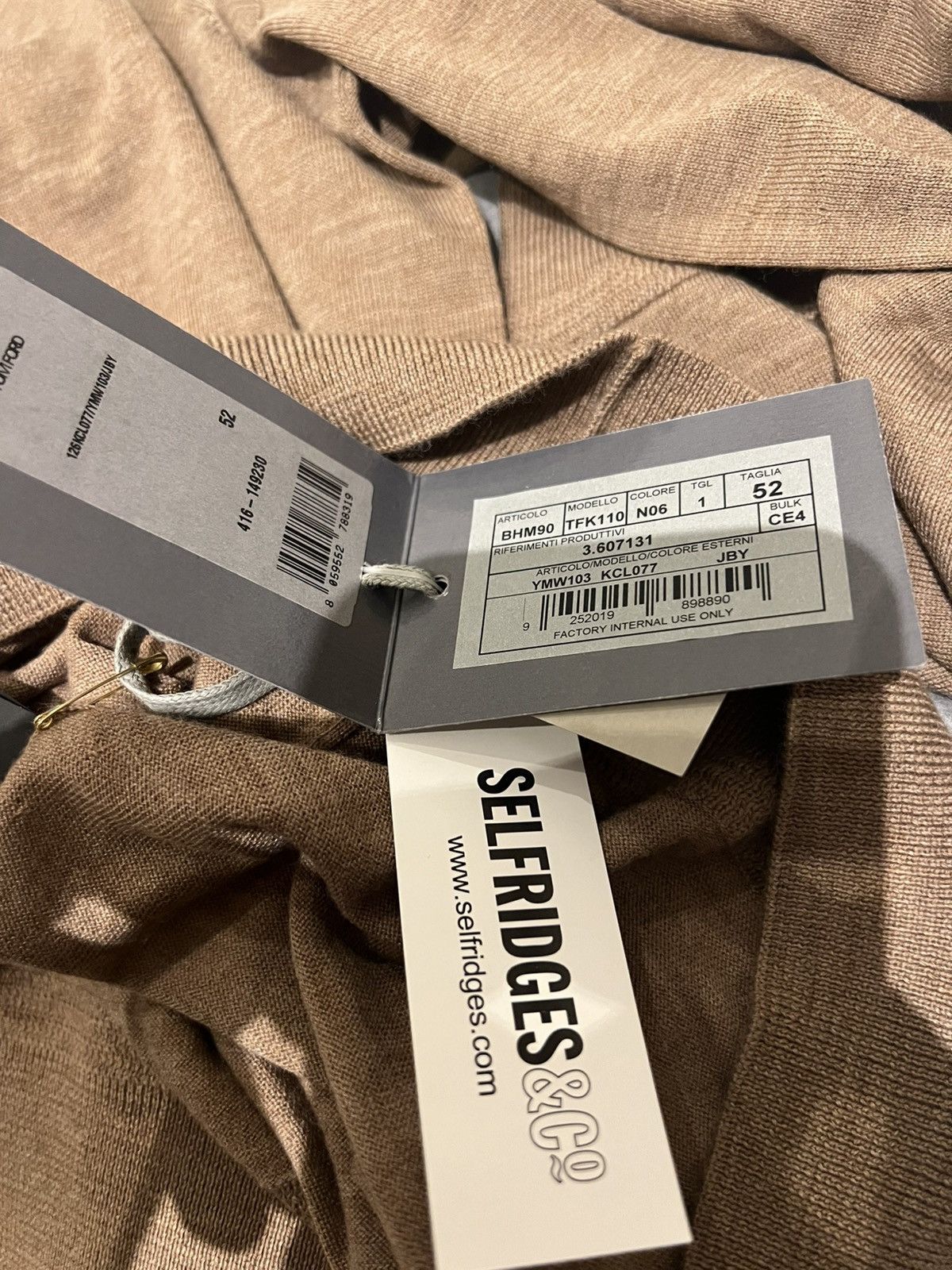 Tom Ford TOM FORD FINE GAUGE MERINO CREWNECK LIGHTTAUPE BROWN SIZE 52 Size US L / EU 52-54 / 3 - 13 Thumbnail