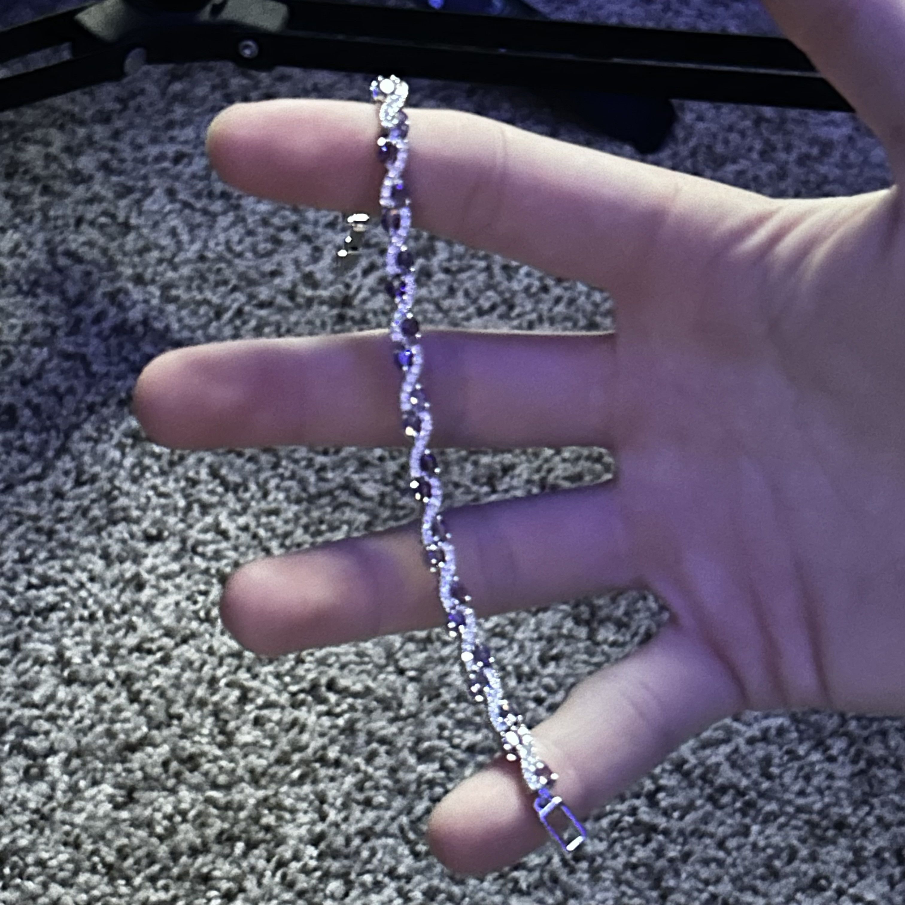 Other 18cm Silver Moissanite Bracelet w/ Purple Gemstones Size ONE SIZE - 1 Thumbnail