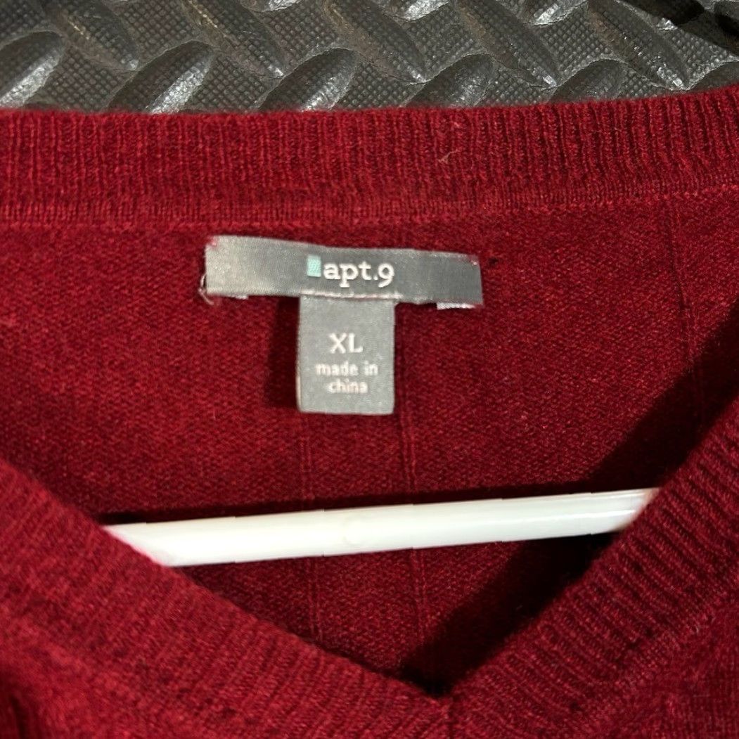 Apt. 9 Apt.9 Red V-Neck Long Sleeve Pullover 100% Cashmere Sweater Men XL Size Mens Red V-Neck Pullover Cashmere Sweater XL Men Size US XL / EU 56 / 4 - 3 Thumbnail