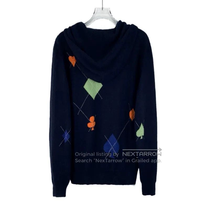 Hermes Hermes Deep Blue Poker Card Embroidered Cashmere Hooded Ha Size S / US 4 / IT 40 - 2 Thumbnail