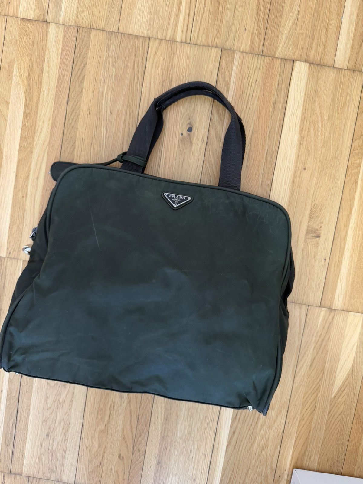 Prada Vintage Prada Tessuto Nylon Briefcase — Olive Green Size ONE SIZE - 3 Thumbnail