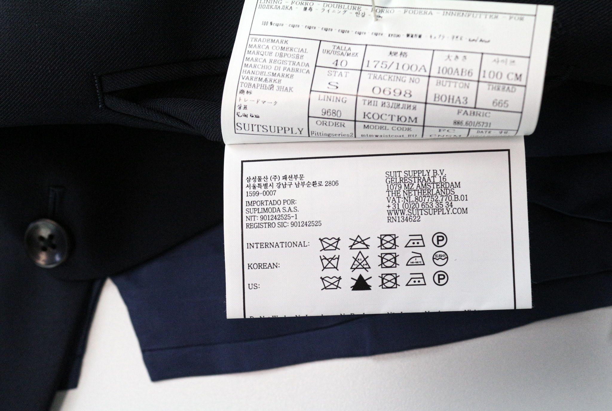 Suitsupply FERRARA UK40S Navy Wool Slim Suit 75038 Size 40S - 9 Thumbnail