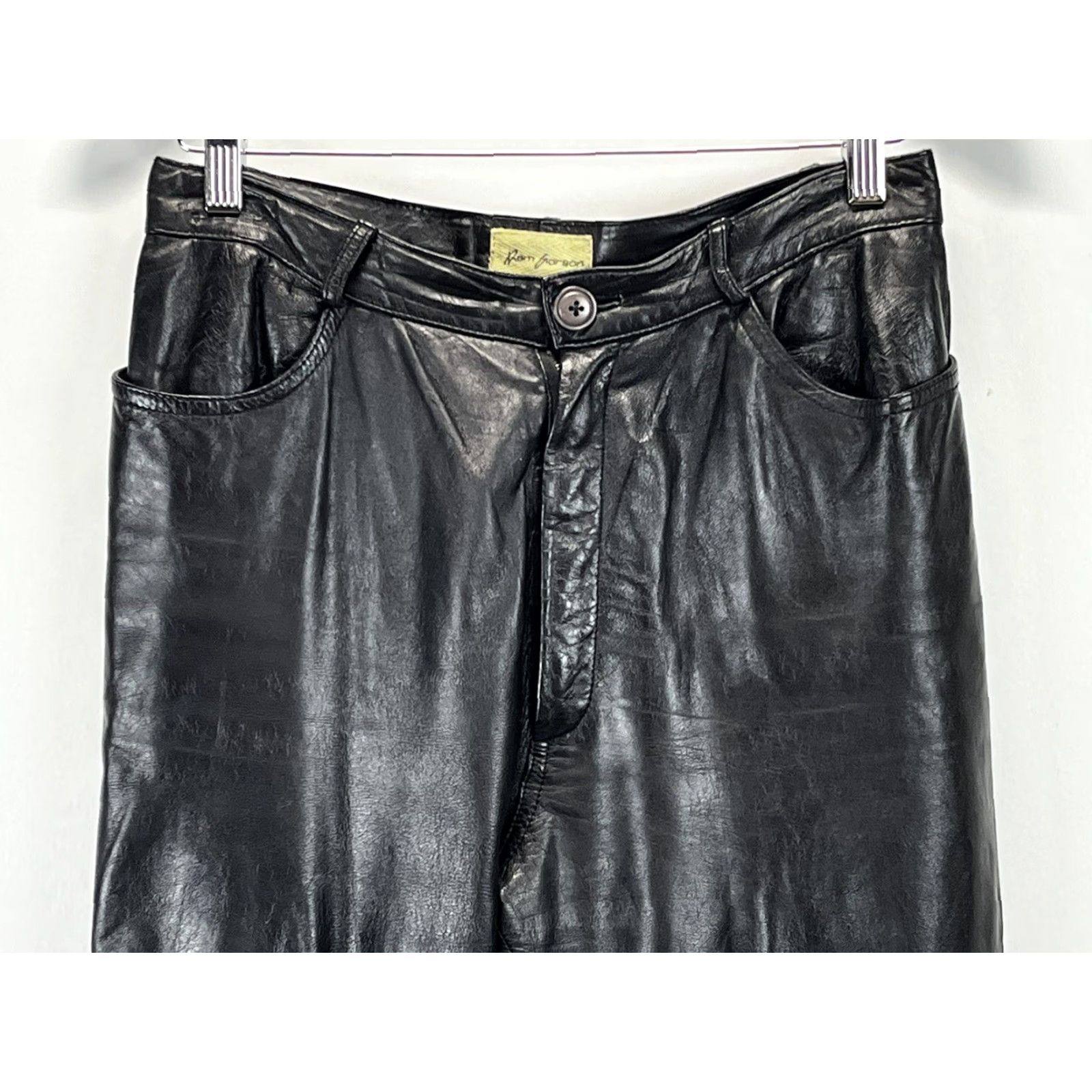Vintage VINTAGE Rem Garson Leather Pants Women size US 10 Bootcut Black Lined 90s Rocker GUC Size 32" / US 10 / IT 46 - 2 Thumbnail