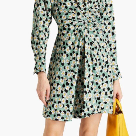 Sandro Dress Polka dot Floral Ruched Pleated back Partially ela Size M / US 6-8 / IT 42-44 - 9 Thumbnail