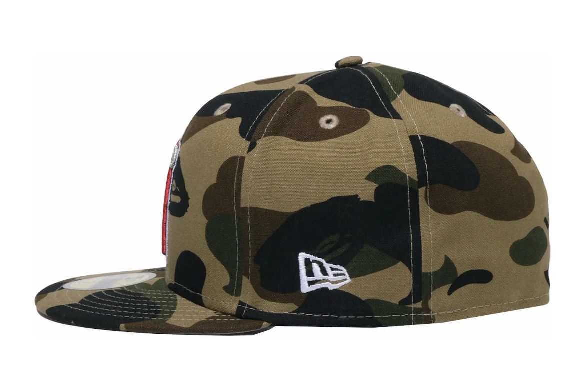 Bape × MLB × New Era Bape x MLB Green Camo LAA Fitted Hat Size ONE SIZE - 5 Thumbnail