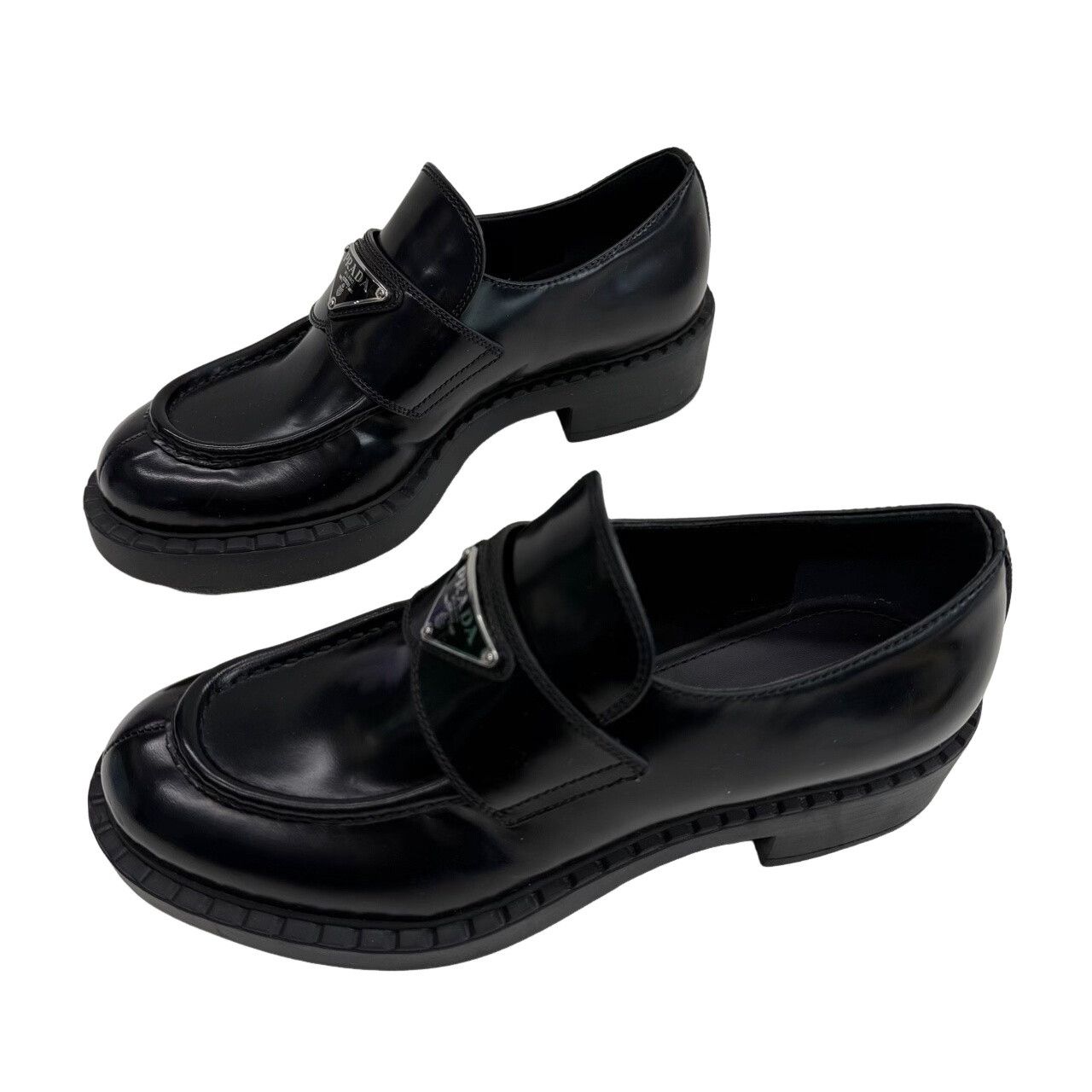 Prada Prada Logo Plaque Leather Loafers Size 37 Size US 7 / IT 37 - 1 Thumbnail