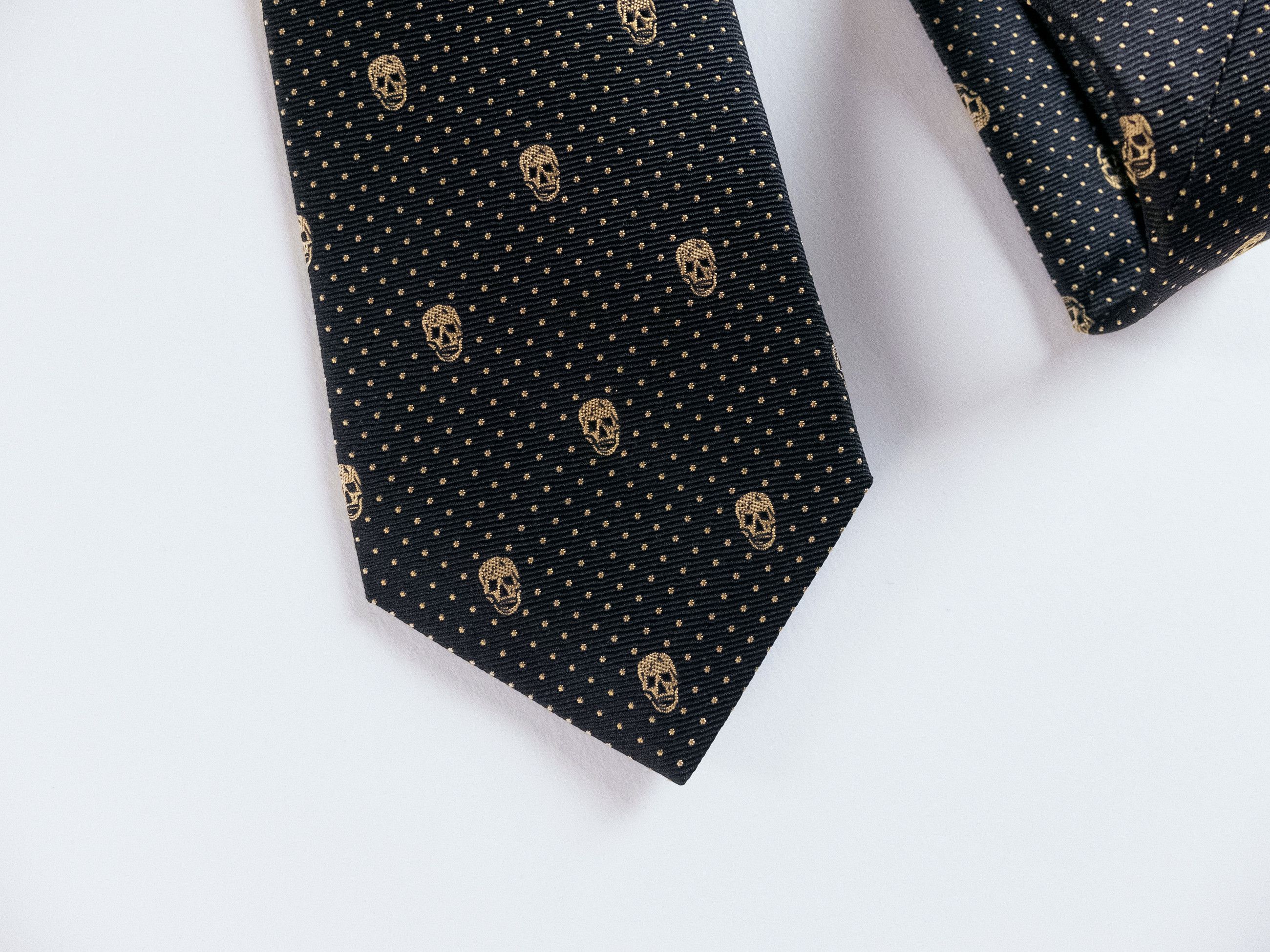 Alexander McQueen ALEXANDER MCQUEEN black skulls & polka dots motif silk tie Size ONE SIZE - 2 Thumbnail