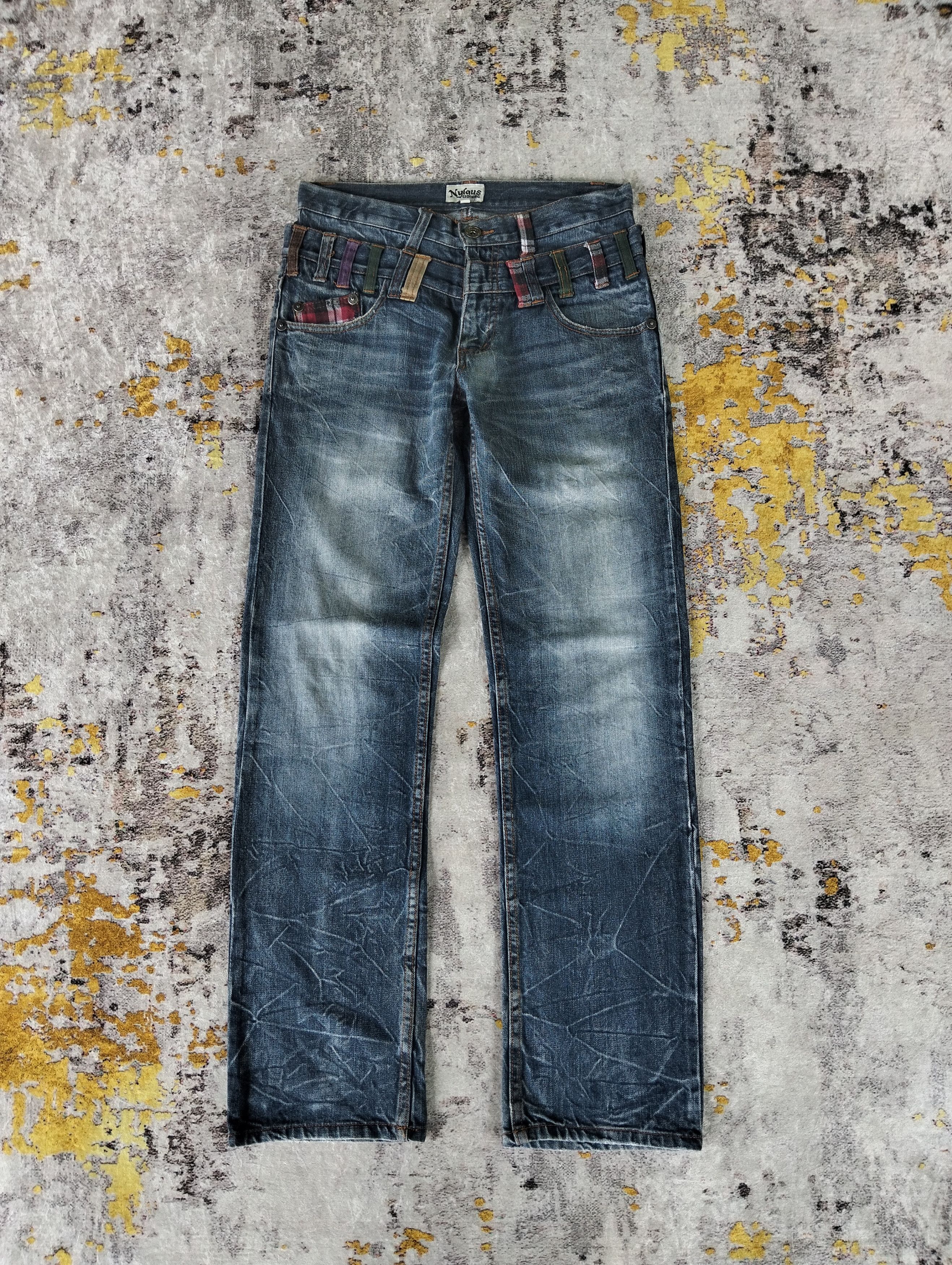 PPFM Japanese Y2K Nylaus Double Waist Claw Mark Stone Wash Jeans Size US 30 / EU 46 - 1 Thumbnail