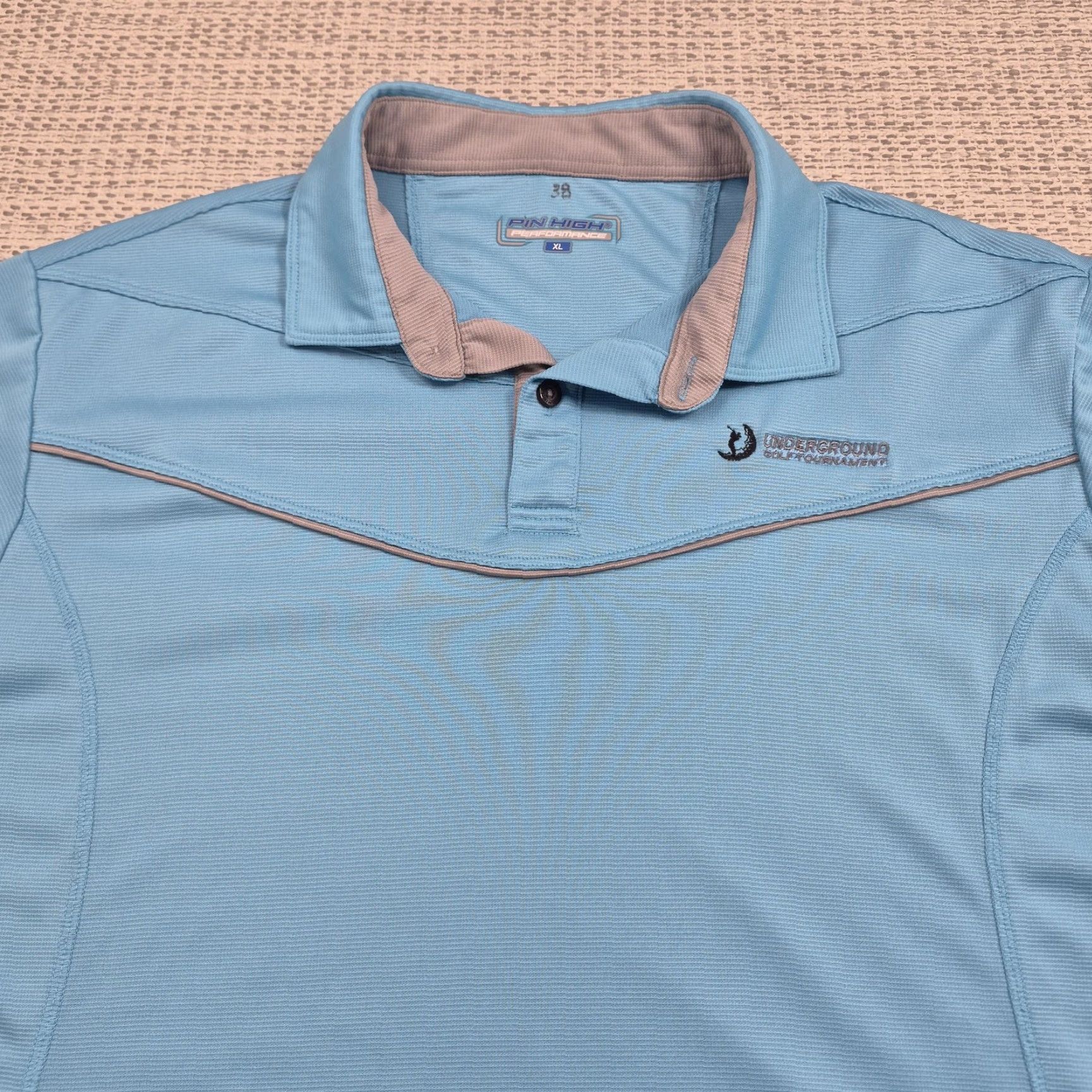 Vintage Pin High Polo Shirt Mens XL Blue Underground Golf Tournament Performance Tech Shirt Size US XL / EU 56 / 4 - 4 Thumbnail