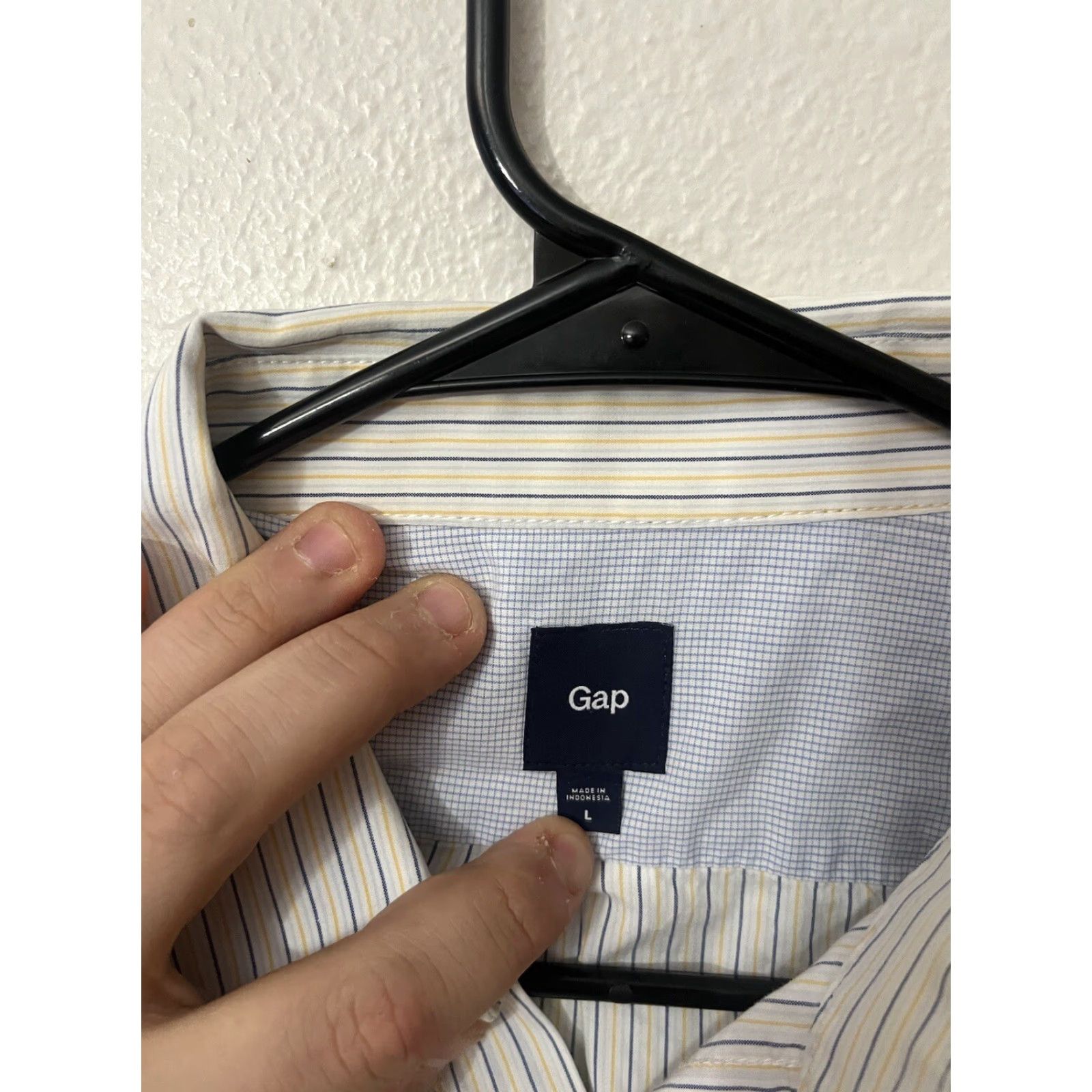 Gap Gap Shirt Mens L White Striped 100% Classic Cotton Button-Down Long Sleeve Athletic Fit Size US L / EU 52-54 / 3 - 2 Thumbnail