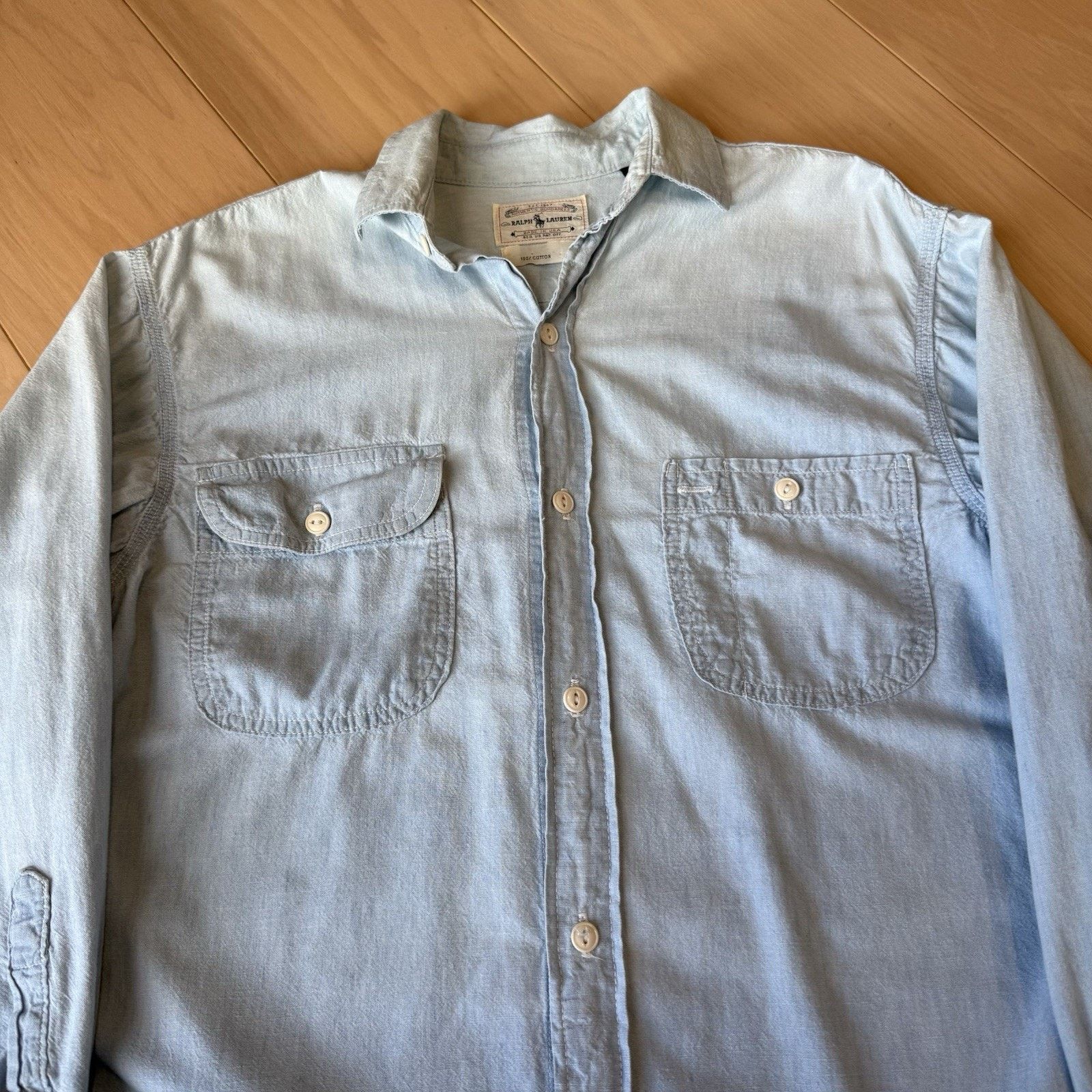 Polo Ralph Lauren × Vintage Vintage Polo Ralph Lauren Chambray Shirt Wmn 12 Blue Light Size XL / US 12-14 / IT 48-50 - 3 Thumbnail