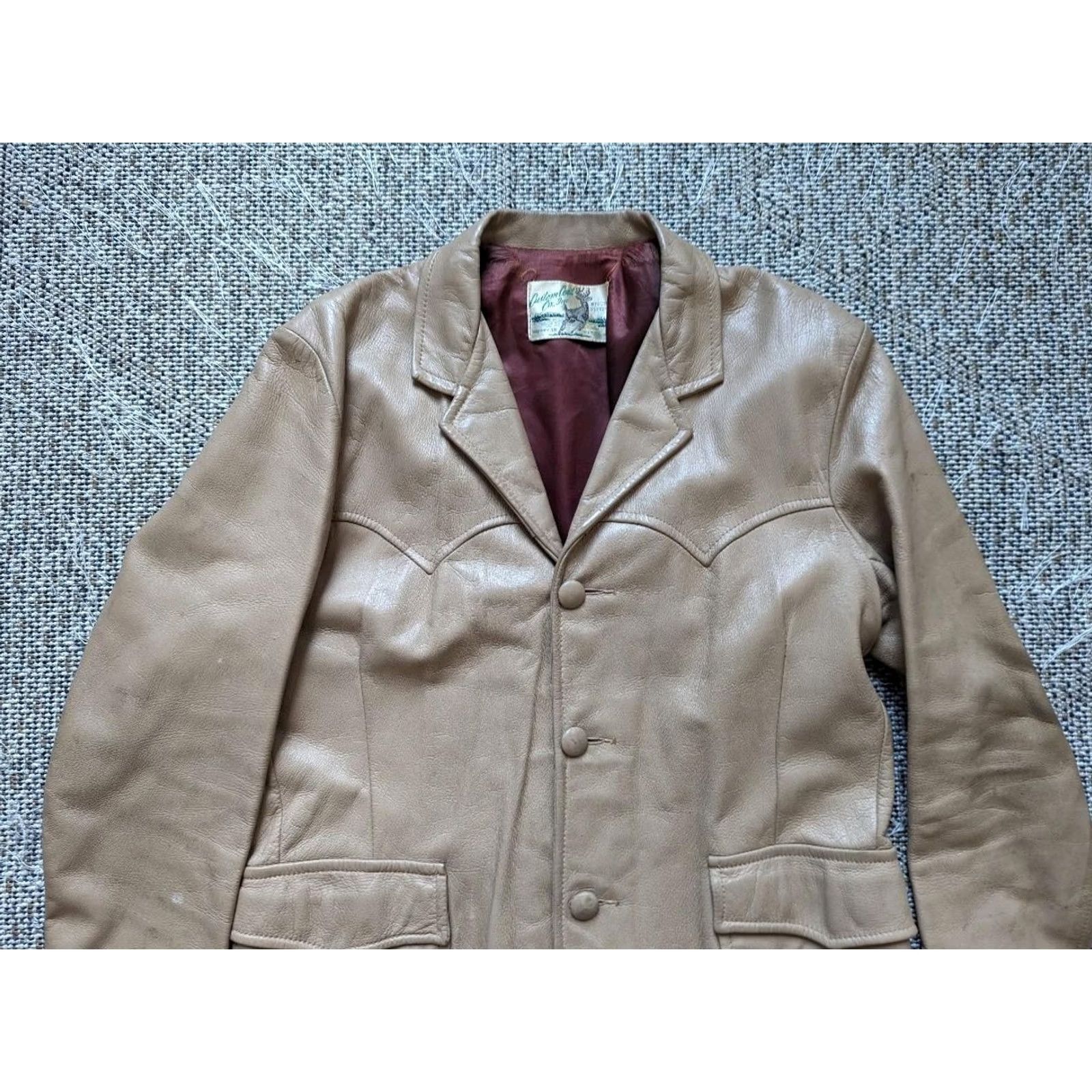 Vintage VINTAGE DEERSKIN leather COWBOY western blazer jacket 42 brown USA Made M Mens Size 40R - 3 Thumbnail