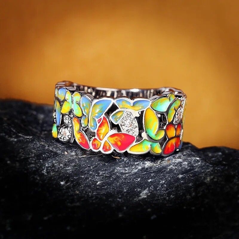 Japanese Brand Creative Craft Sparkling Butterfly Ring Size ONE SIZE - 2 Thumbnail