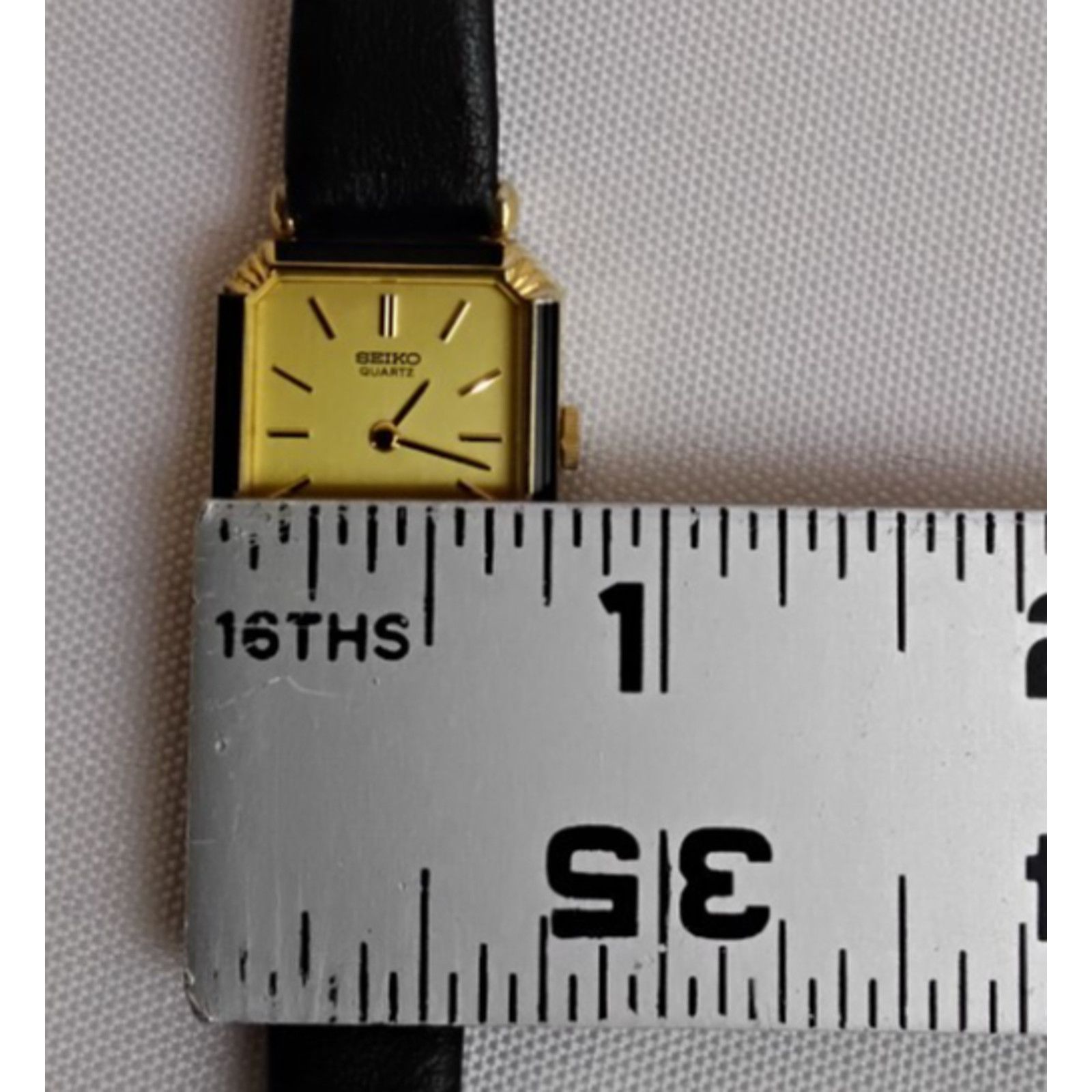 Seiko Seiko Quartz Ladies Watch 2320-676A Gold Dial Black Band VTG Size ONE SIZE - 12 Thumbnail
