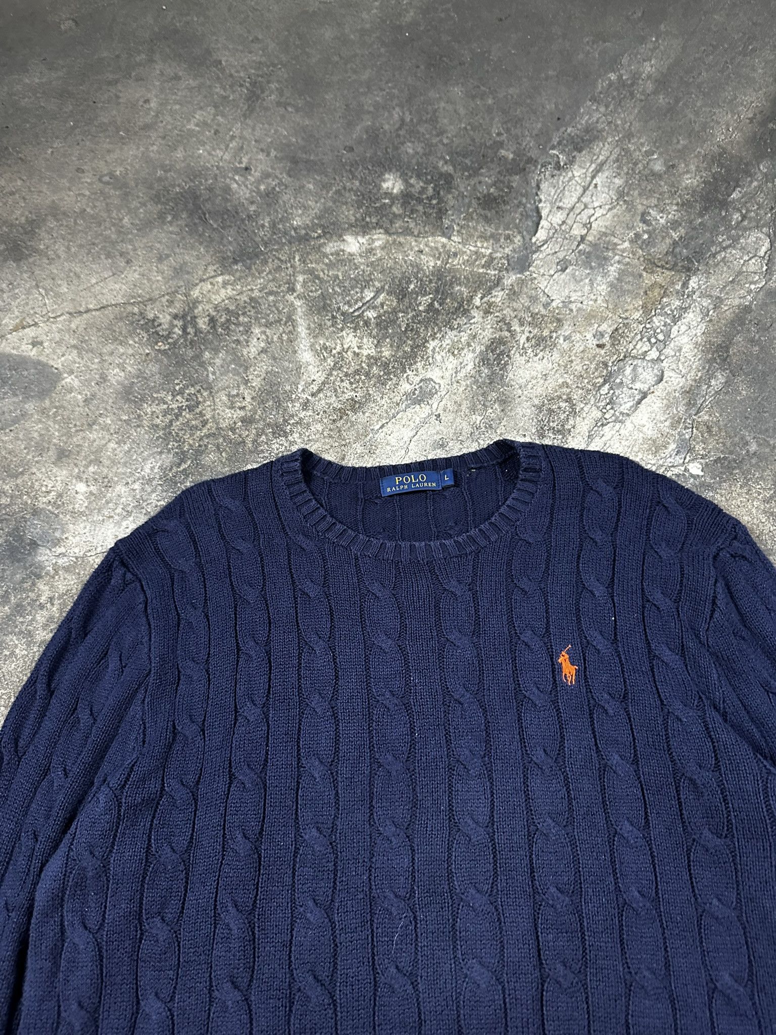 Polo Ralph Lauren Polo Ralph Lauren Cable Cotton Knit Sweater Navy Size US L / EU 52-54 / 3 - 2 Thumbnail