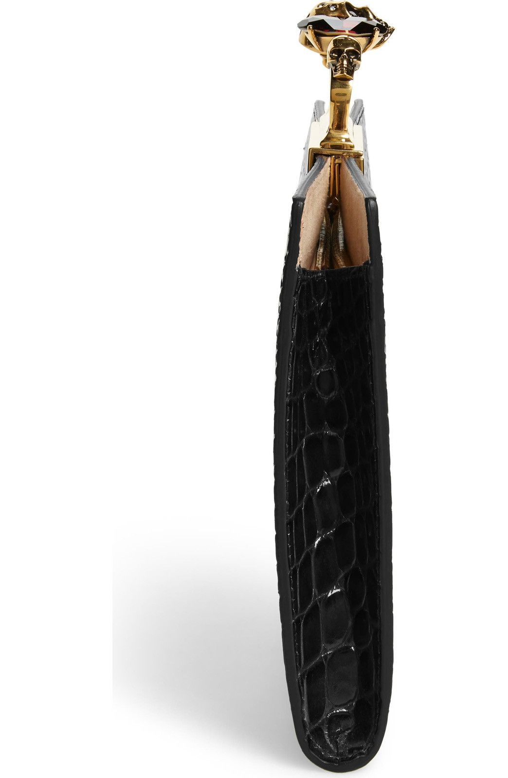 Alexander McQueen 🔥$2.5KVALUE🔥Croc Four-ring Skull Flat Clutch Size ONE SIZE - 4 Thumbnail