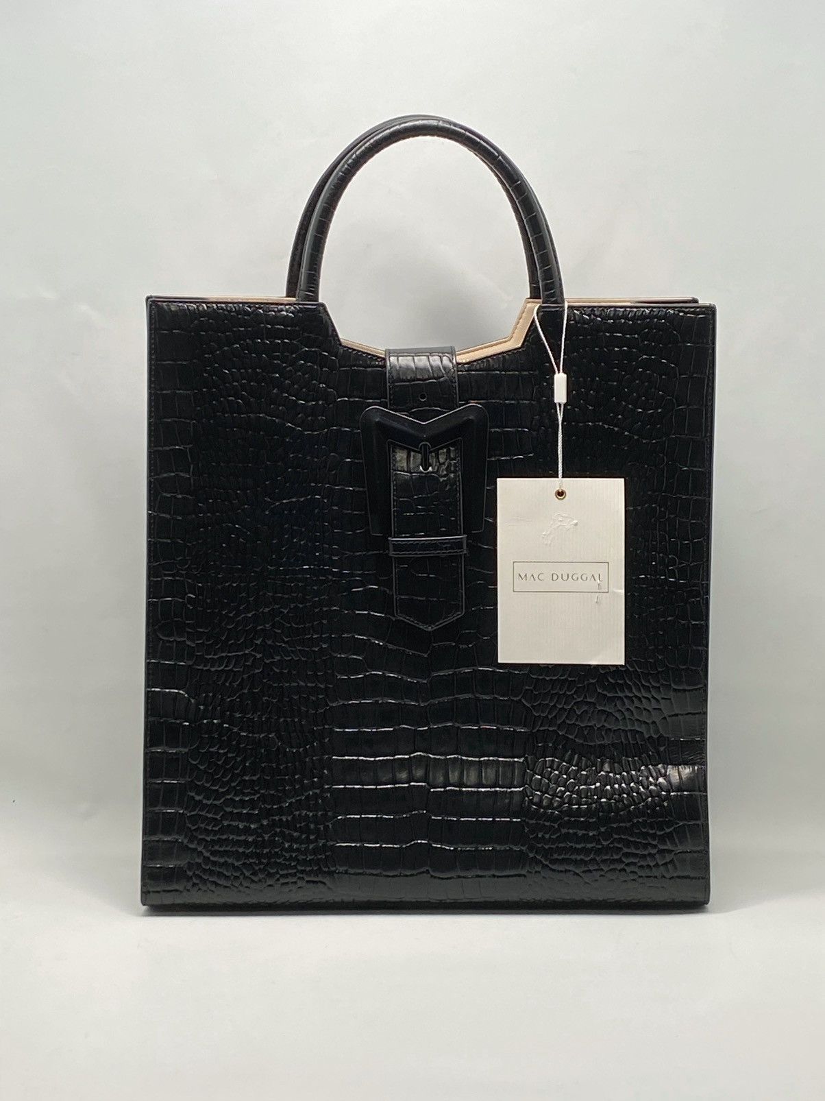 Mac Duggal Mac Duggal Croco Leather Buckle Detail Maxi Tote Bag Size ONE SIZE - 1 Thumbnail