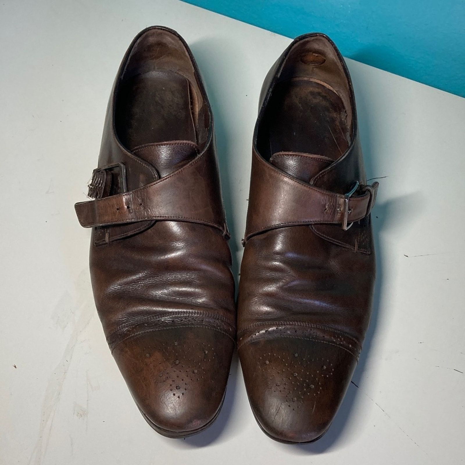 Salvatore Ferragamo Men’s Size 11 Ferragamo Shoes Brown Leather - FLAWS and WEAR Size US 11 / EU 44 - 1 Thumbnail