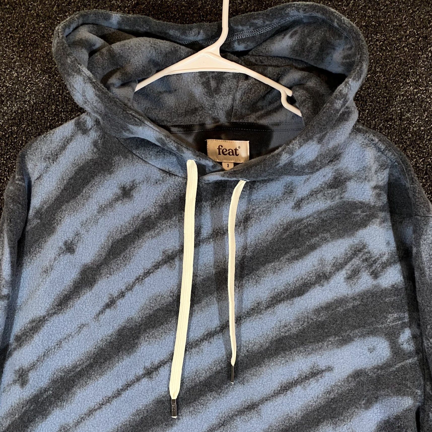 Vintage VINTAGE? wait no, Feat Hoodie Womens 1X XL Blue Black Tie Dye Fleece Pullover New Size XL / US 12-14 / IT 48-50 - 2 Thumbnail