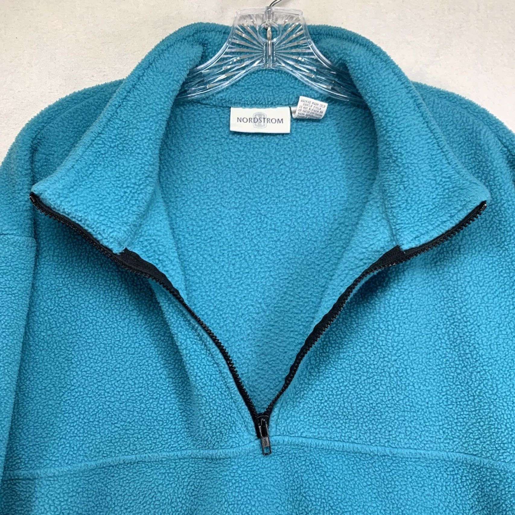 Nordstrom Vintage Nordstrom Fleece Quarter Zip Pullover Sweater Large Made In USA Aqua Blue Size US L / EU 52-54 / 3 - 6 Thumbnail