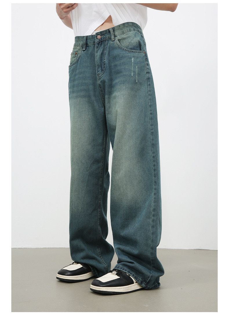 Japanese Brand × Jean Retro washed distressed loose straight all-match jeans men Size US 32 / EU 48 - 3 Thumbnail