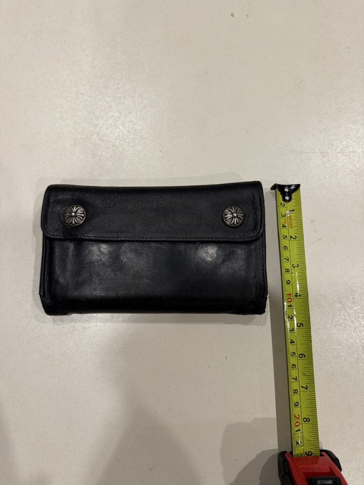 Chrome Hearts Chrome Hearts Black Leather Wave Wallet Silver Cross Balls Size ONE SIZE - 16 Thumbnail