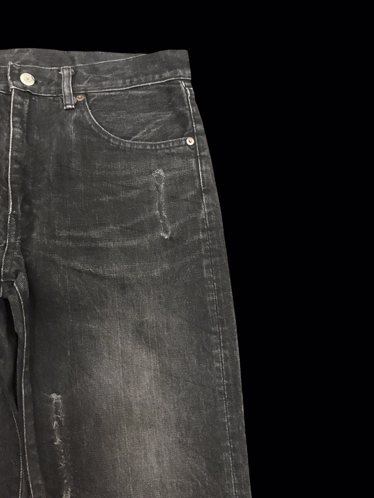 Japanese Brand 💥ARCHIVAL💥VERY RARE BLACK WASH VIRUS DISTRESSED DENIM F212 Size US 32 / EU 48 - 3 Thumbnail