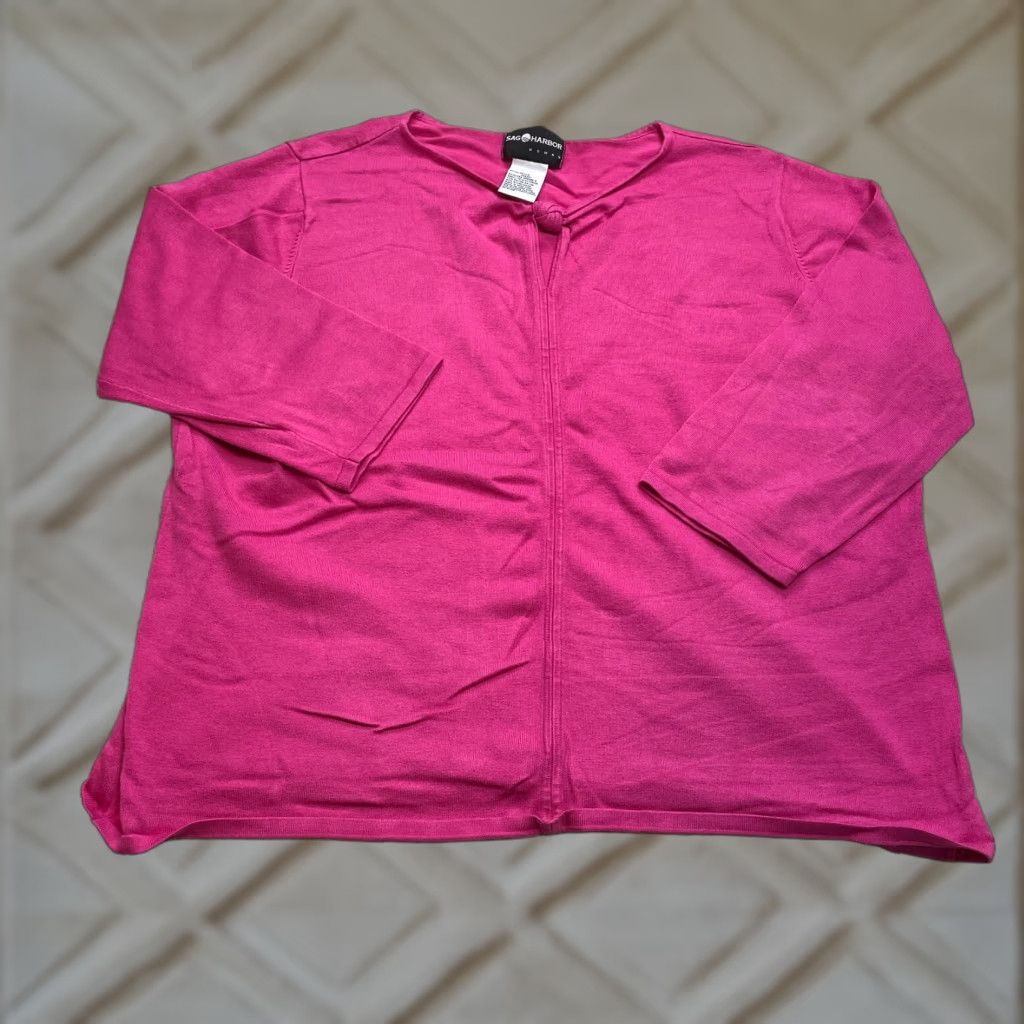 Vintage Sag Harbor Sweater Womens Plus 2X Pink Knot Keyhole Neck Rayon Soft Pullover Top Size XXL / US 16-18 / IT 52-54 - 1 Thumbnail