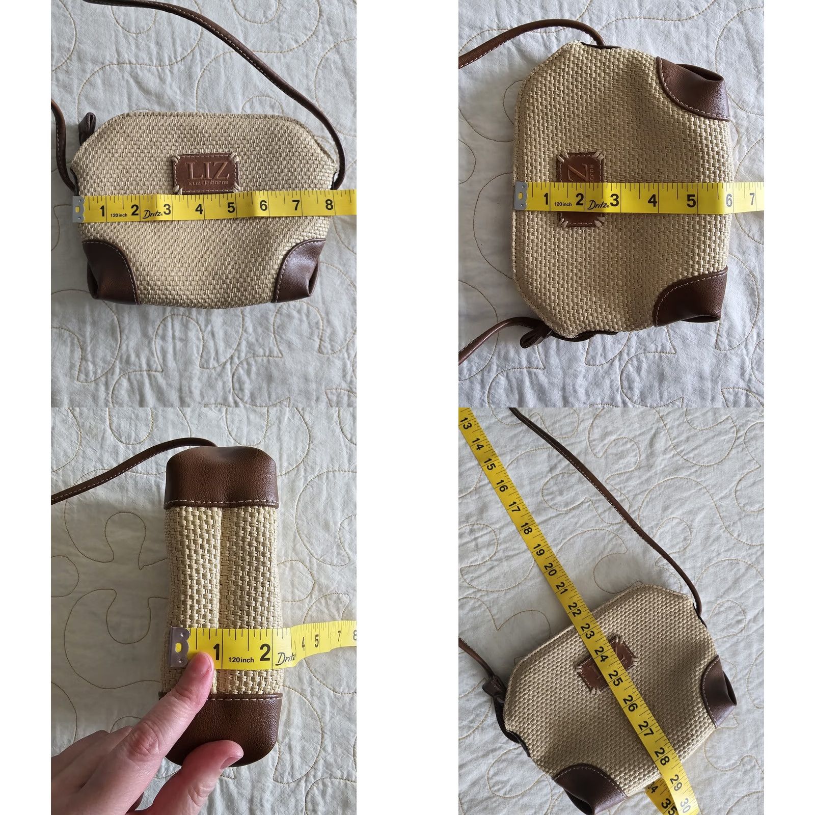 Liz Claiborne VINTAGE Liz Claiborne Purse Cross Body Bag Purse Brown Beige 1990s Women Adult Small Size ONE SIZE - 8 Thumbnail