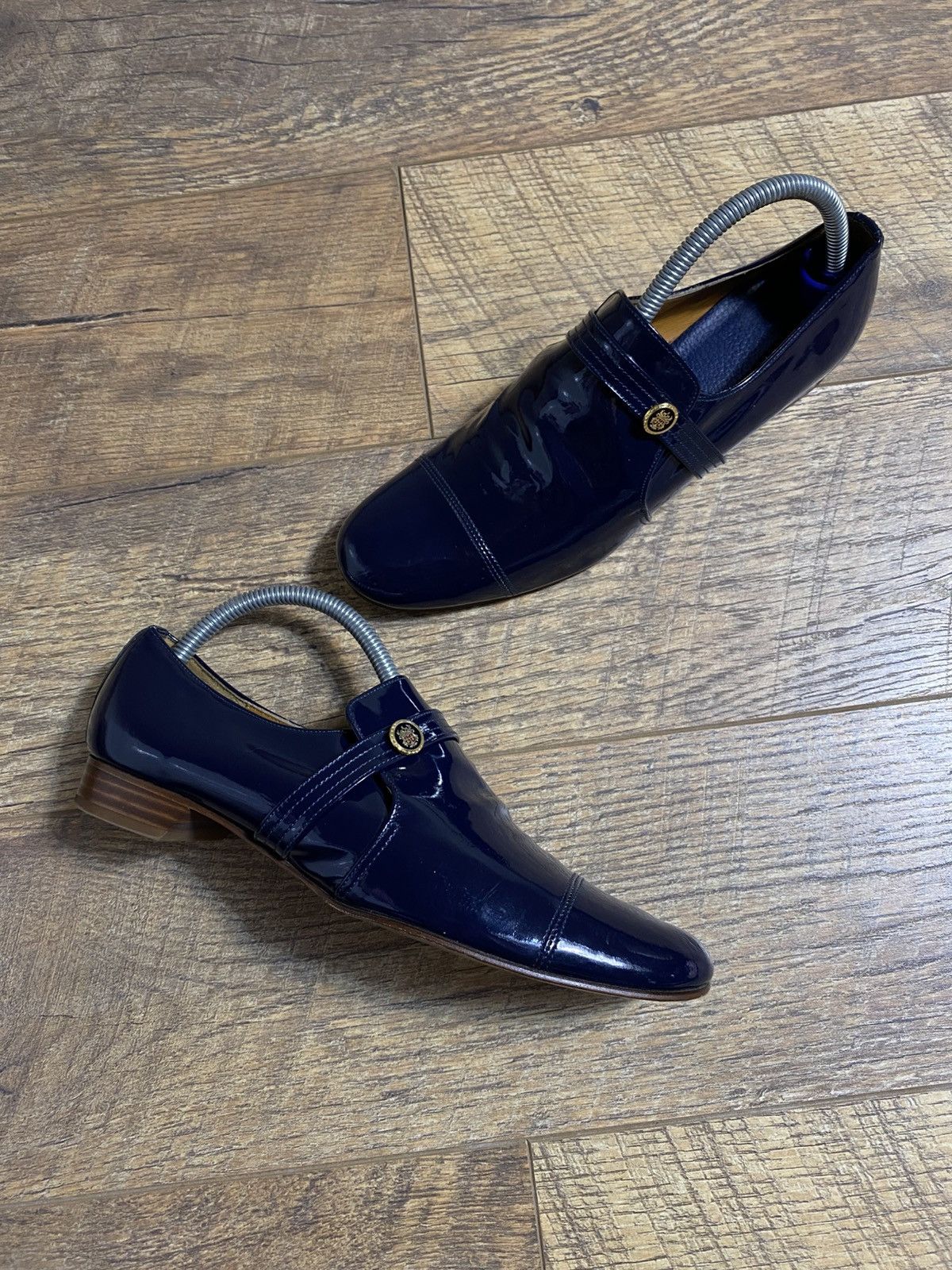 Japanese Brand chausser Loafers Patent Leather Navy Blue Made in Japan Size US 8 / IT 38 - 1 Thumbnail