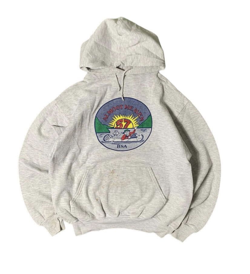 image of Vintage Bsa Motorcycle Hoodie By Jerzees in Grey, Men's (Size Medium)