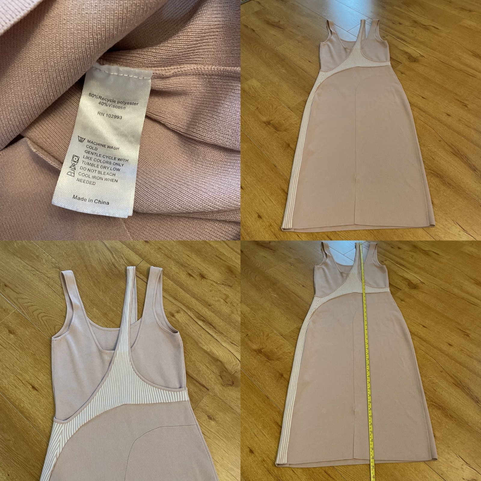 Vintage Esteban Cortazar Womens Dress Midi Crew Neck Cut Out Knit Sheath Pink White Medium Size M / US 6-8 / IT 42-44 - 8 Thumbnail