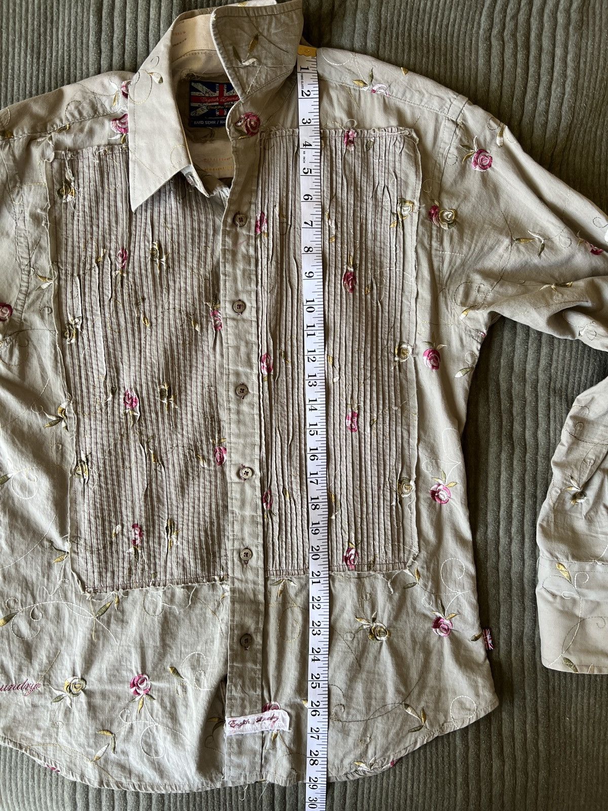English Laundry × Vintage English Laundry Olive Green Floral Button Down Long Sleeve Size US S / EU 44-46 / 1 - 5 Thumbnail