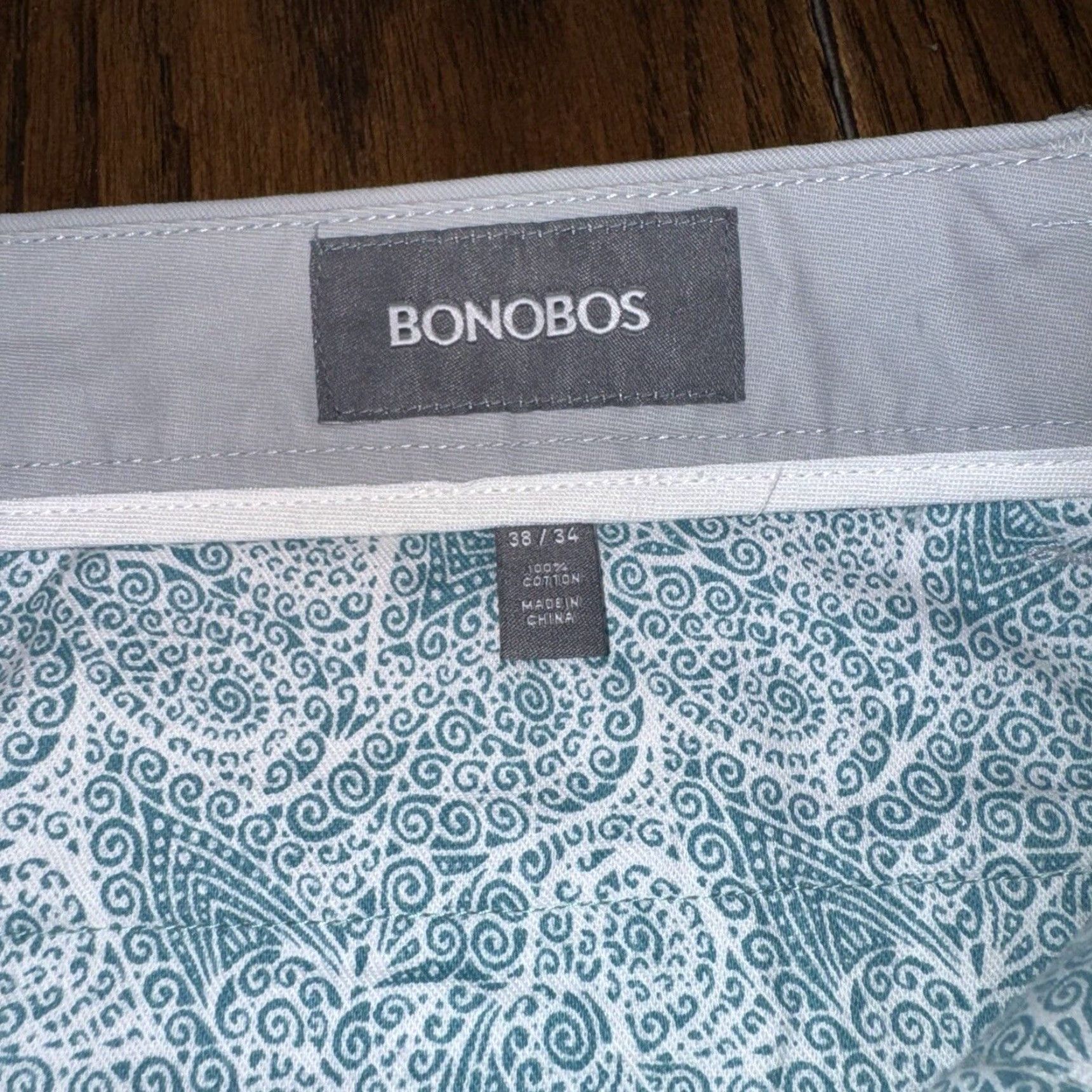 Bonobos Pants Mens 38x34 Slim Straight Gray - Regular Size - Bonobos - Chino - Men's Pants