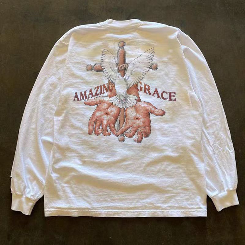 Japanese Brand × Vintage Loose White Printed Long Sleeve T-Shirt Size US M / EU 48-50 / 2 - 1 Thumbnail
