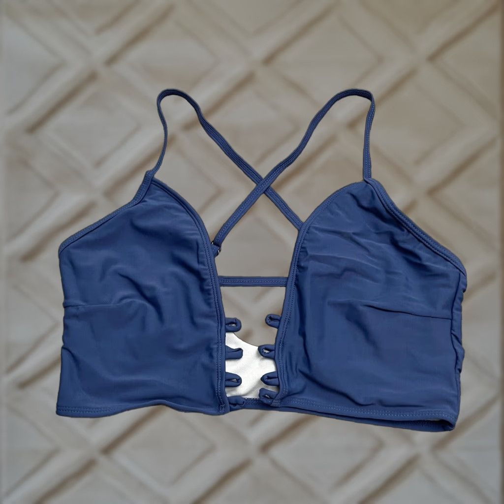 ZAFUL Zaful BikiniTop Adult 8 Blue Crossback Tie Front Racerback Beach Women Size M / US 6-8 / IT 42-44 - 1 Thumbnail