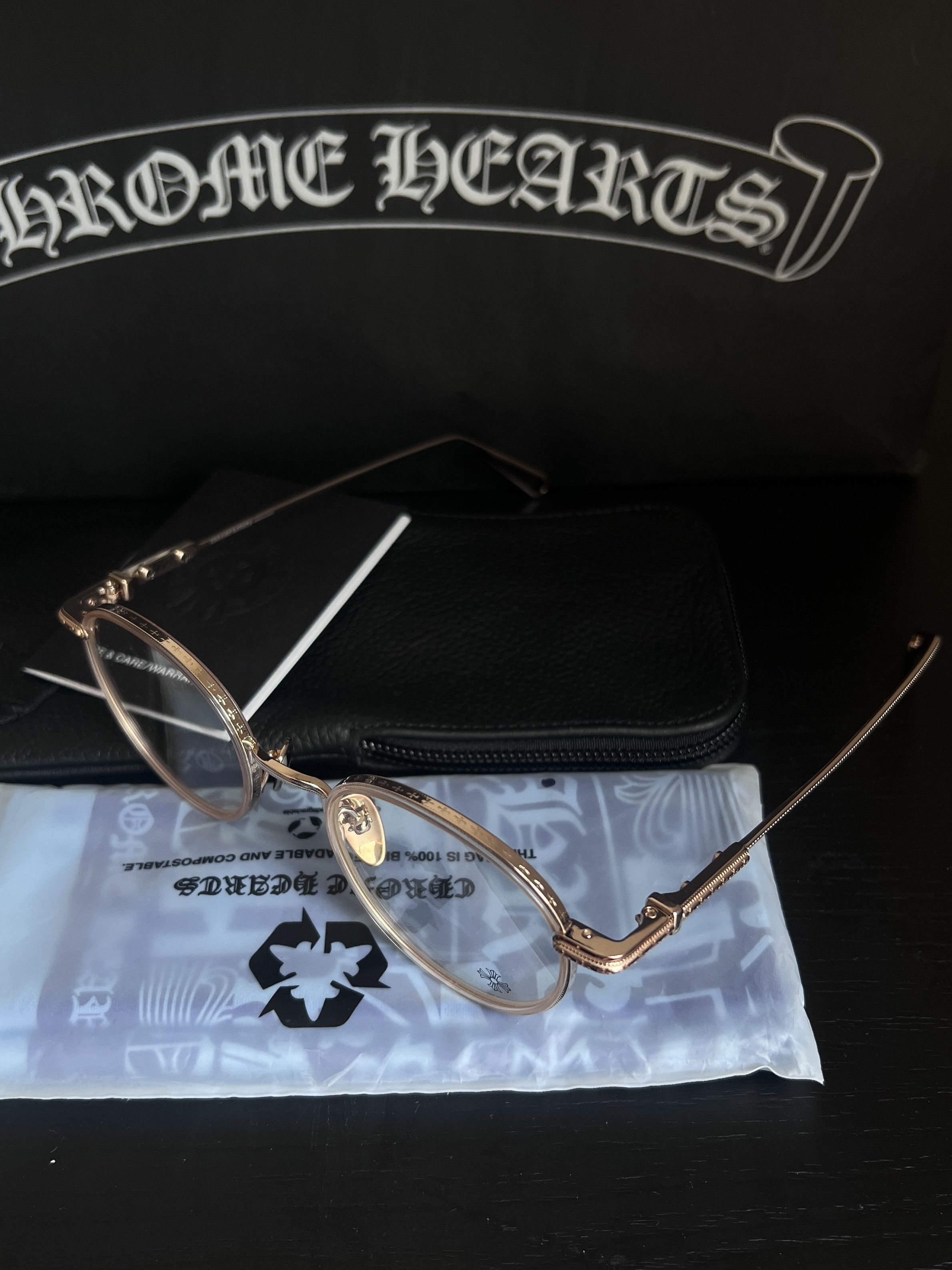 Chrome Hearts CHROME HEARTS SEXCEL CRYSTAL/GOLD PLATED GLASSES Size ONE SIZE - 2 Thumbnail