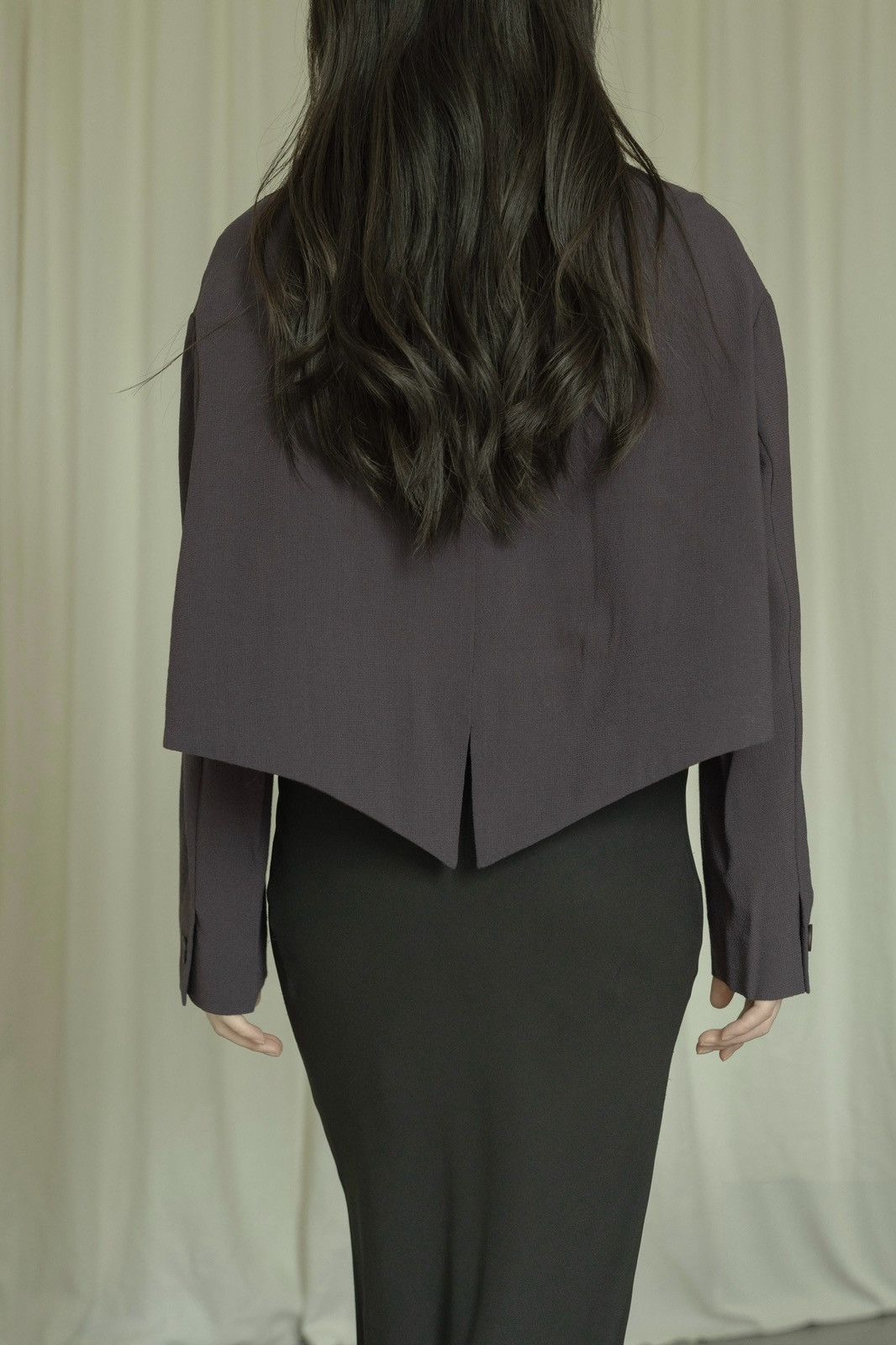 Romeo Gigli Romeo Gigli 1990s Aubergine Wool Cropped A-Line Jacket Size S / US 4 / IT 40 - 1 Thumbnail