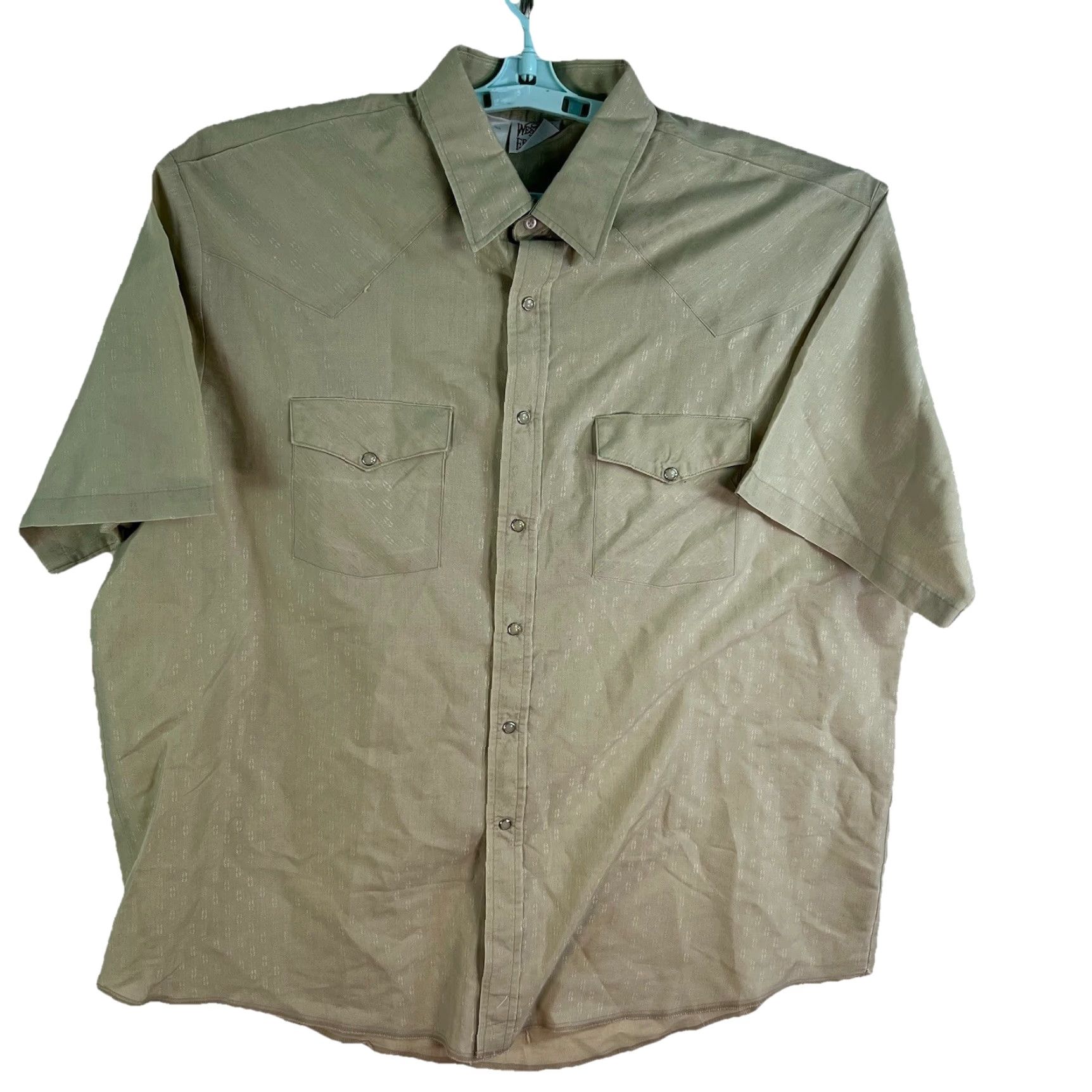 Vintage VINTAGE Frontier Button-Up Shirt Men XL Beige Short Sleeve Western Geometric Cowboy Mens Size US XL / EU 56 / 4 - 6 Thumbnail