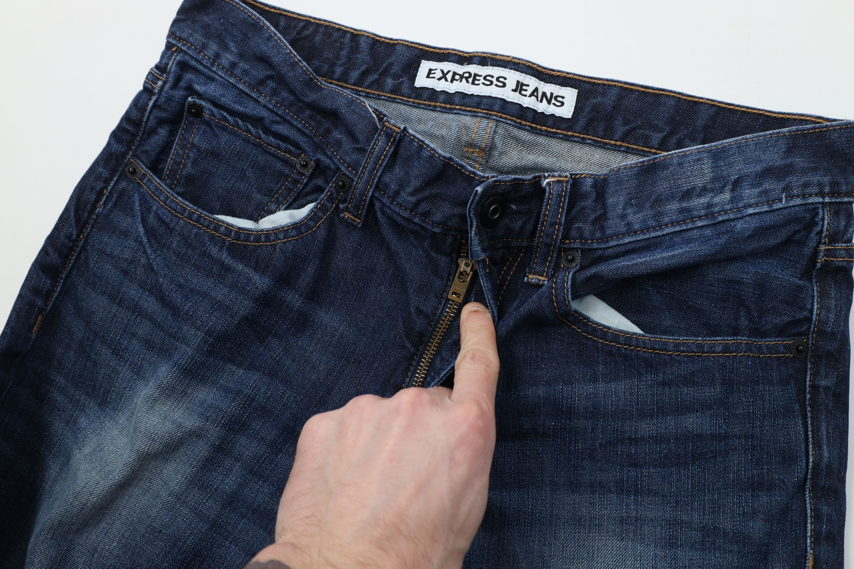 Express Express Rocco Slim Fit Boot Cut Denim Jeans Blue Cotton Size US 30 / EU 46 - 7 Thumbnail
