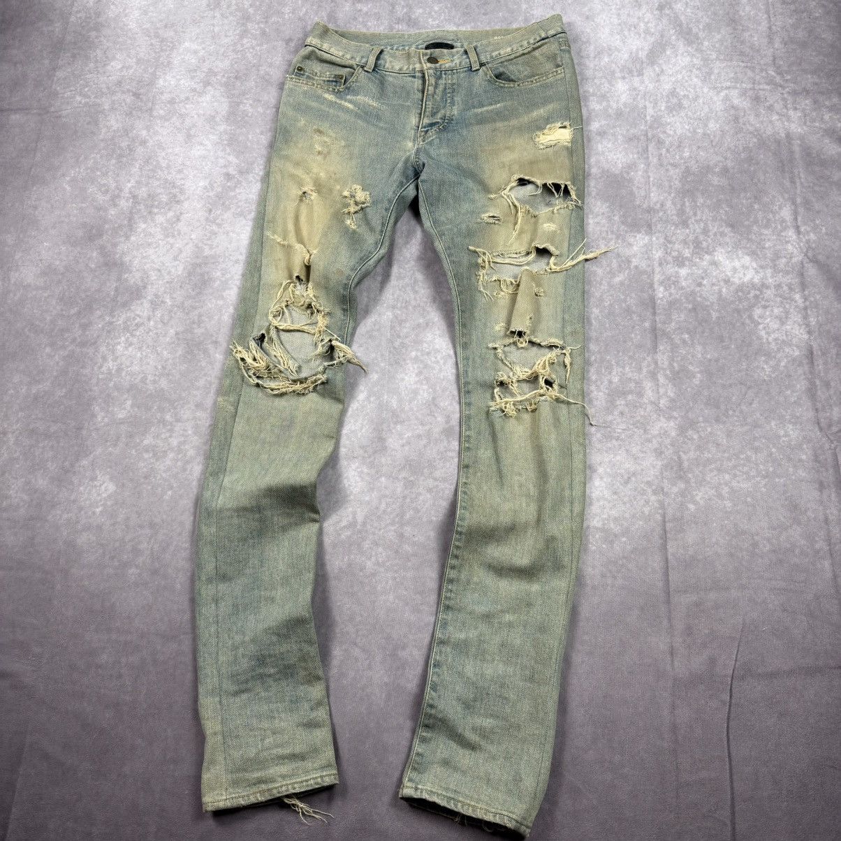 SAINT LAURENT JEANS by HEDI SLIMANE 牛皮 Hedi Slimane × Saint Laurent 2014 Distressed Chain Denim
