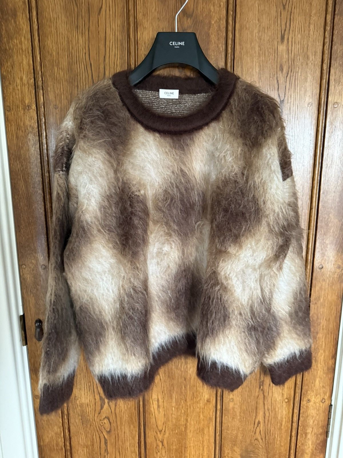 Celine $1.4k FW22 Celine argyle mohair blend fuzzy sweater M Hedi Size US M / EU 48-50 / 2 - 2 Thumbnail
