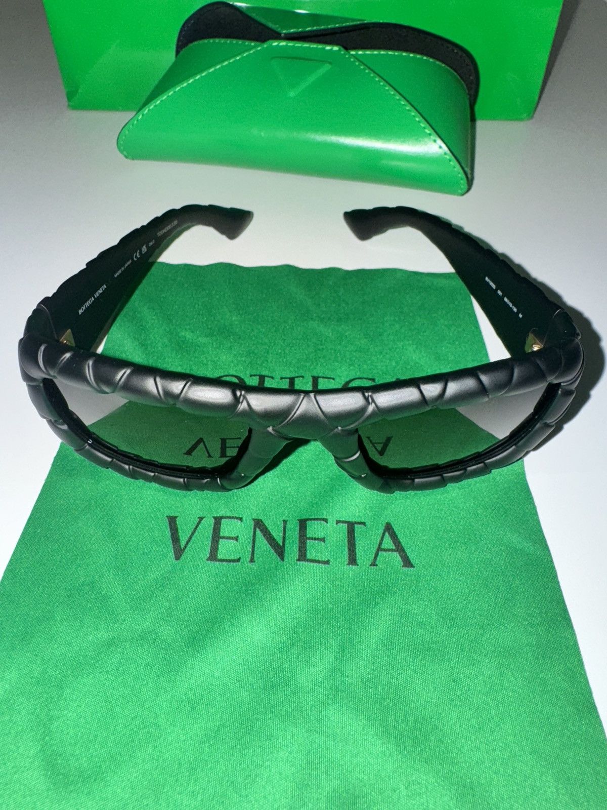 Bottega Veneta Bottega Veneta Intrecciato Rectangular Sunglasses Size ONE SIZE - 1 Thumbnail