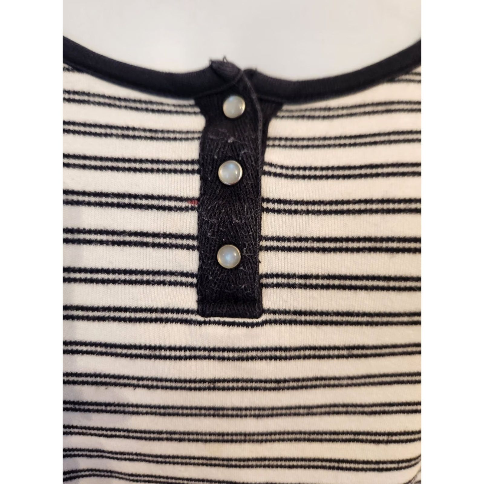 Vintage CB Casual Shirt White Black Stripe Sleeveless Henley Top 3X Plus Womens Size XXL / US 16-18 / IT 52-54 - 2 Thumbnail