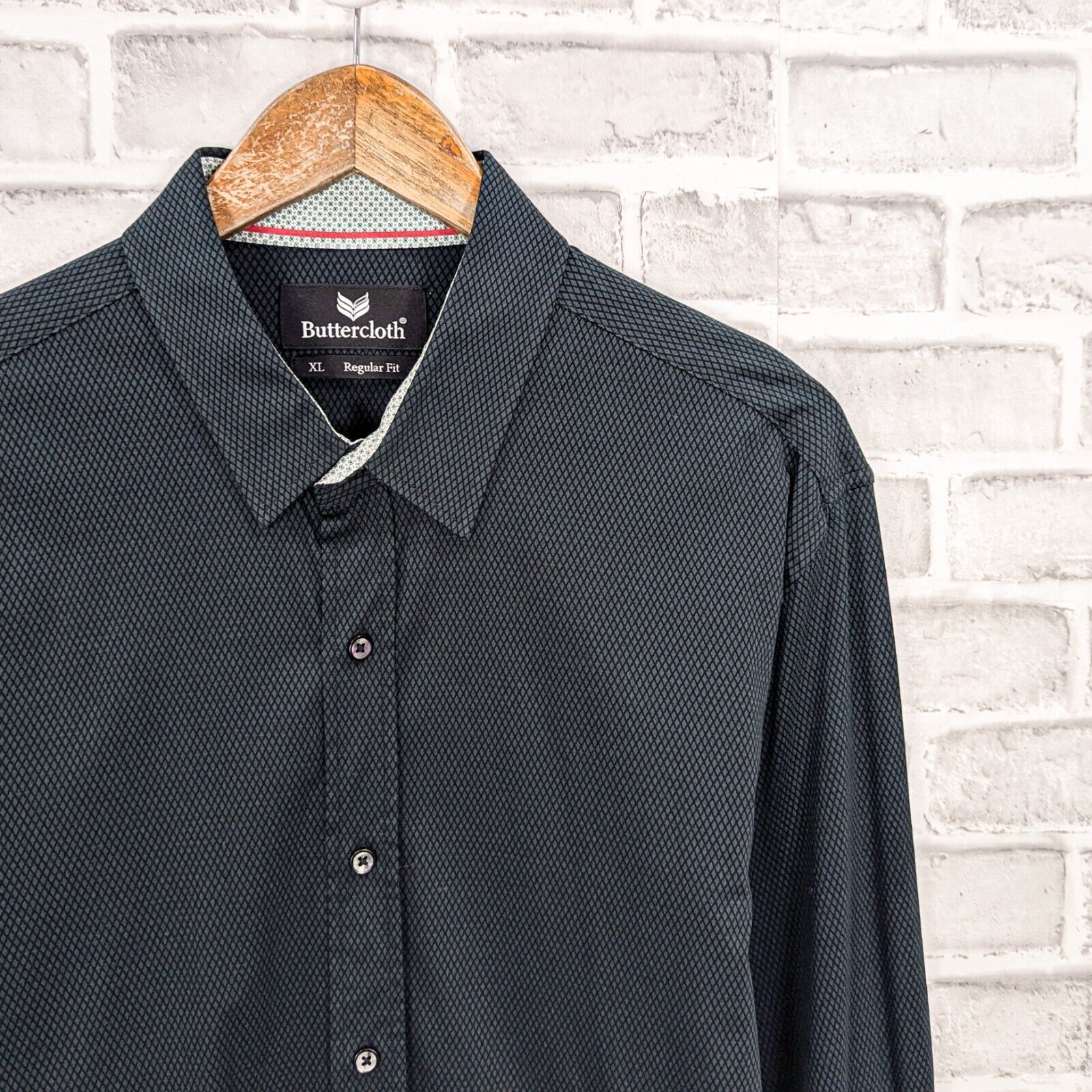 Designer BUTTERCLOTH Men's Regular Fit Button up Shirt Dark green Size US XL / EU 56 / 4 - 3 Thumbnail