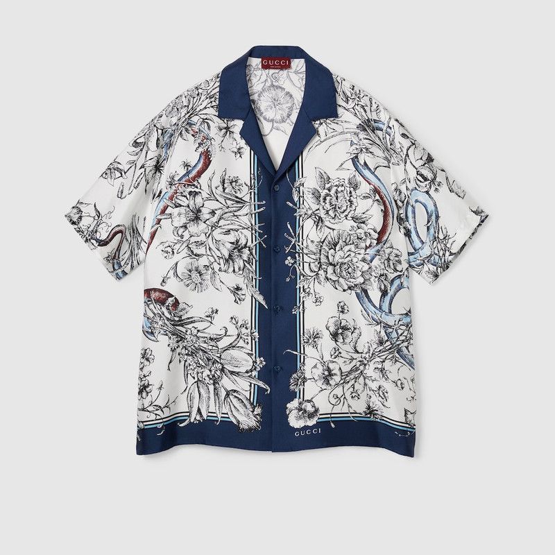 Gucci o1loc1c0226 794907 Printed Silk Shirt in Multicolor Size US M / EU 48-50 / 2 - 1 Thumbnail