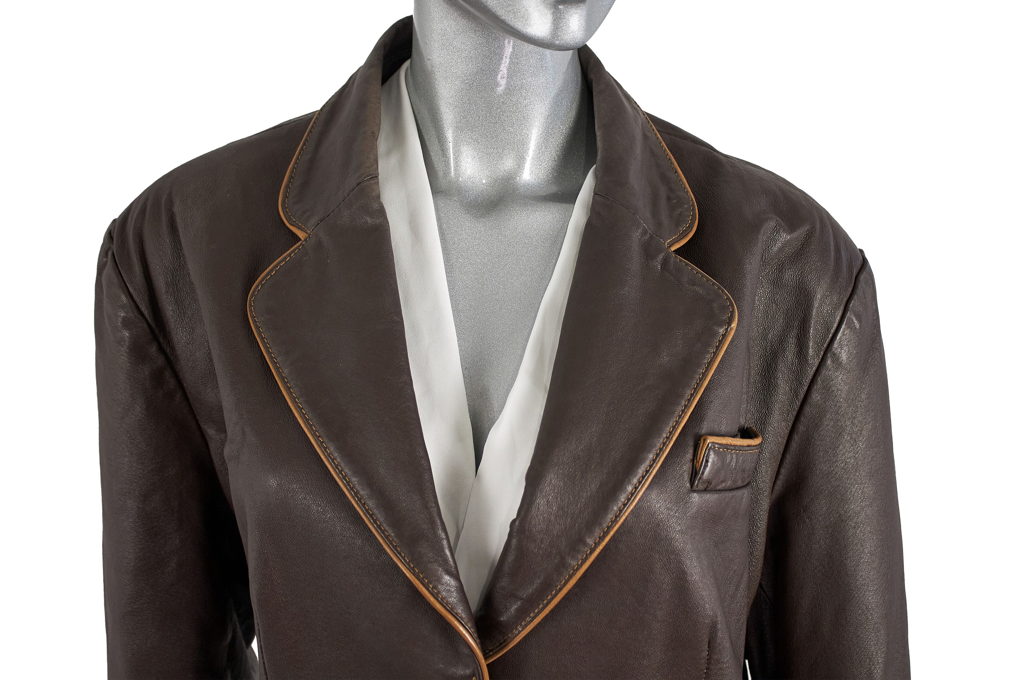 Vintage Vintage Brown Leather Blazer Jacket Made in England Size XL / US 12-14 / IT 48-50 - 8 Thumbnail
