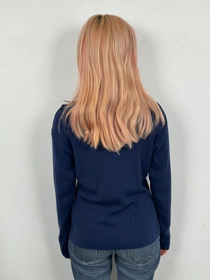 Versace Versace Navy Flat Wool Longsleeve Polo Size M / US 6-8 / IT 42-44 - 3 Thumbnail