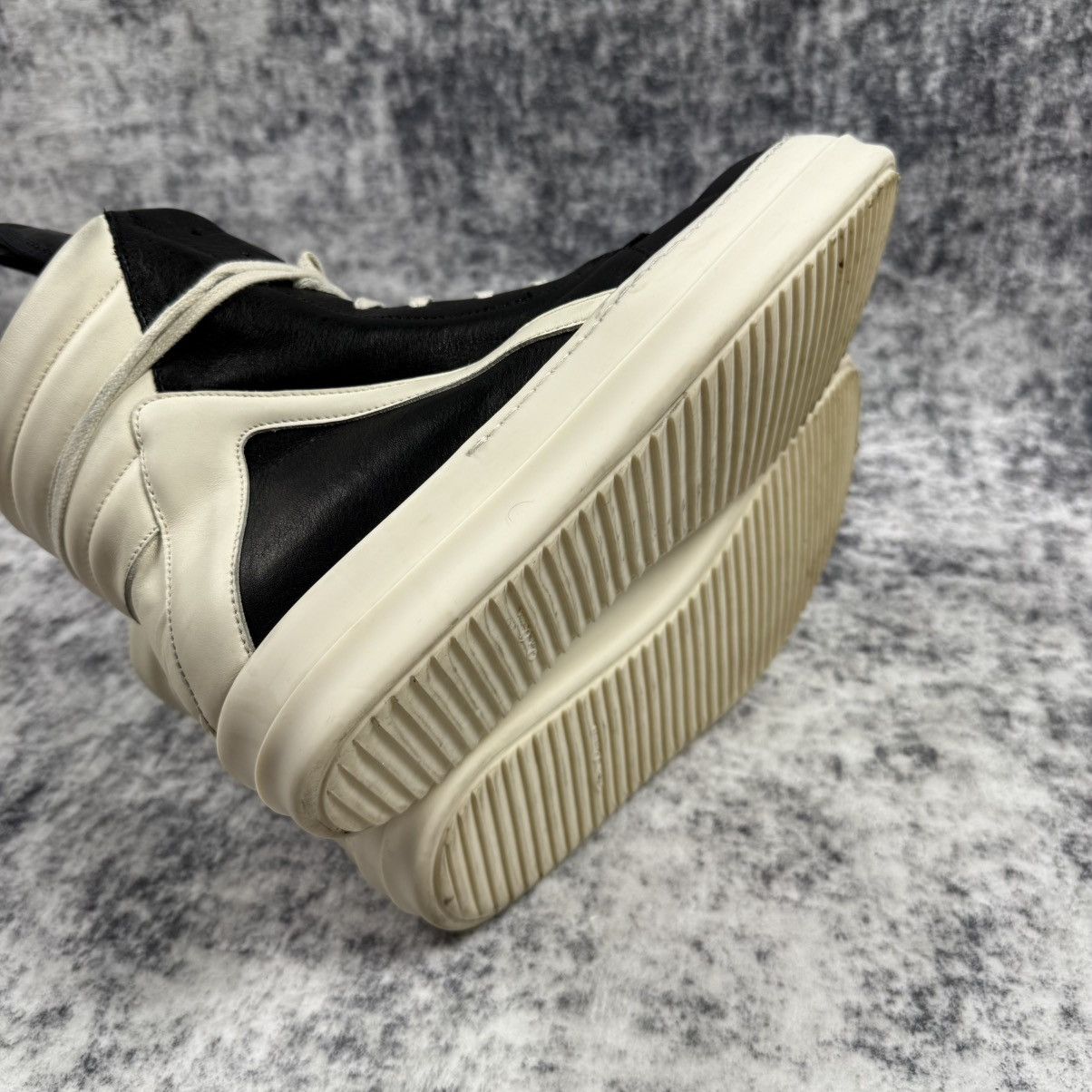 Rick Owens Rick Owens Leather ‘Black/Milk’ Geobaskets Size US 11 / EU 44 - 5 Thumbnail