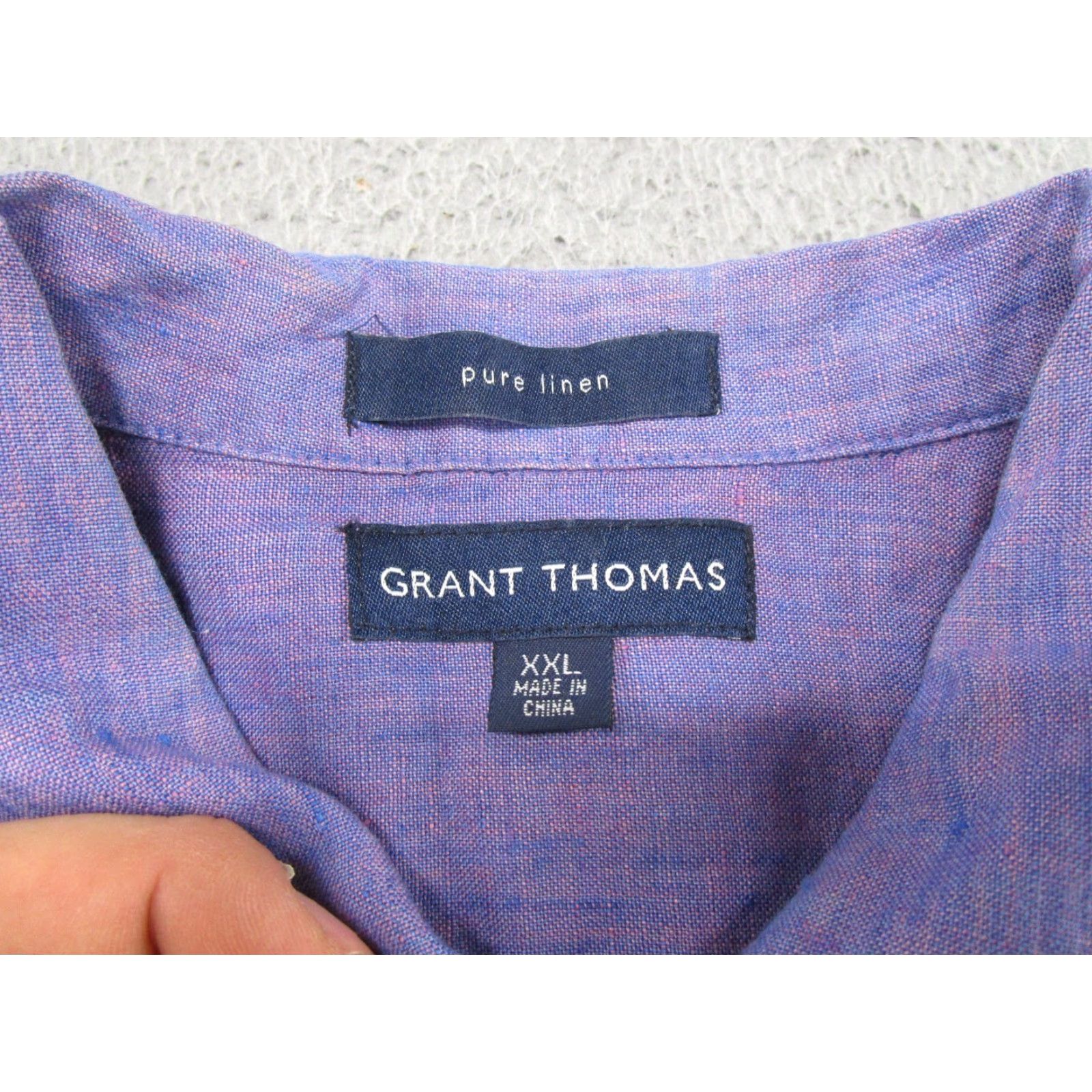 Vintage Grant Thomas Mens 2XL Pure Linen Button Down Shirt Lightweight Purple Size US XXL / EU 58 / 5 - 2 Thumbnail